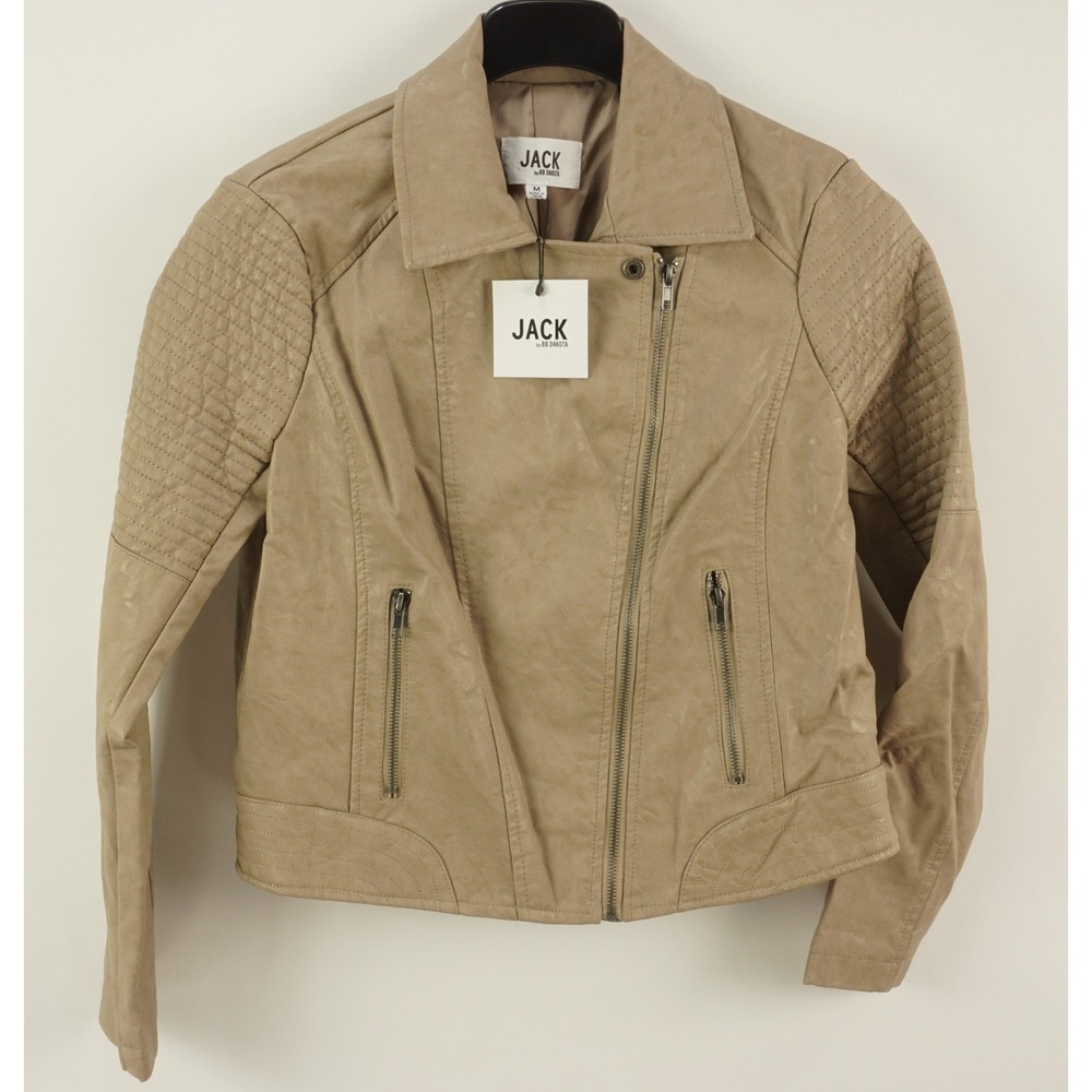 New JACK by BB Dakota Moto Jacket Women's Medium Hazelnut Brown‎ Faux Leather